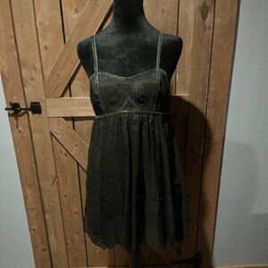 Pinky black sheer babydoll dress